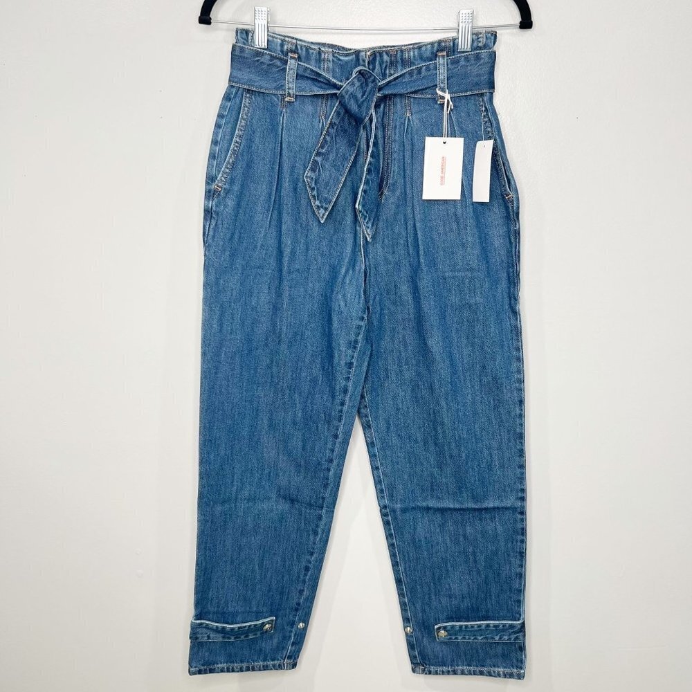 Good American Paperbag Waist Tapered Leg Jeans NWT Size 0 A3